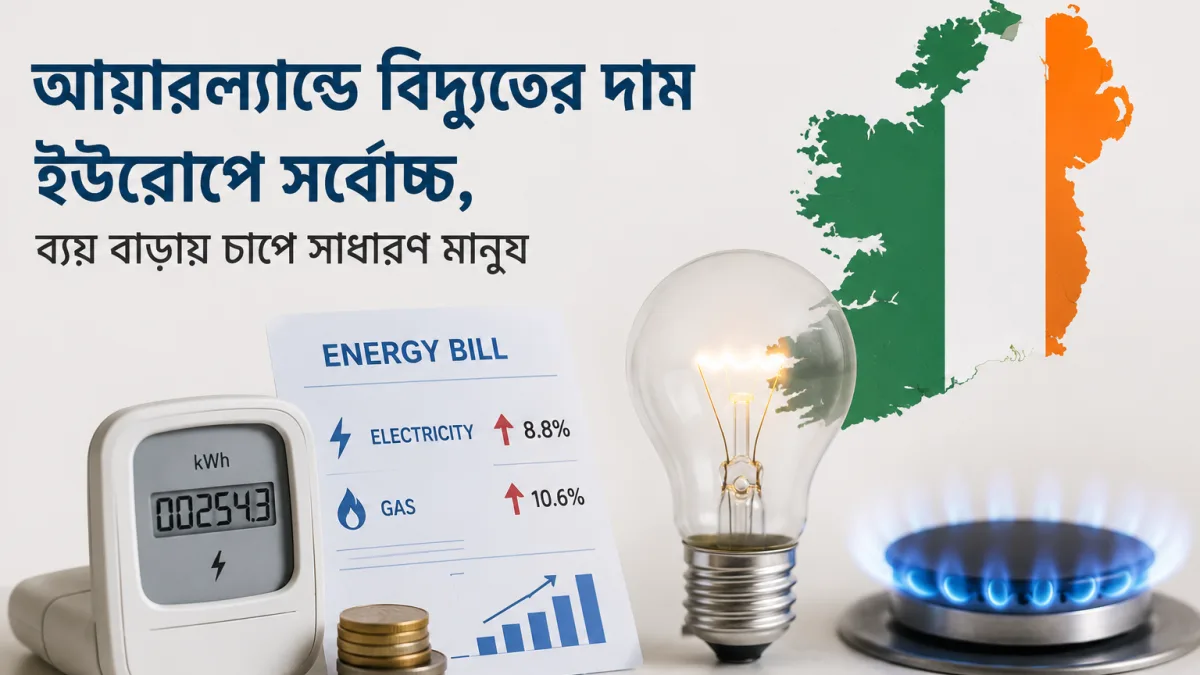 আয়ারল্যান্ডে বিদ্যুতের দাম ইউরোপে সর্বোচ্চ, ব্যয় বাড়ায় চাপে সাধারণ মানুষ