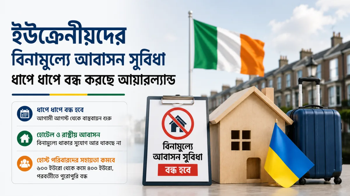 ইউক্রেনীয়দের বিনামূল্যে আবাসন সুবিধা ধাপে ধাপে বন্ধ করছে আইরিশ সরকার