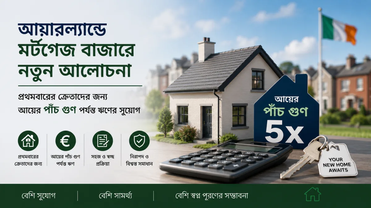 আয়ারল্যান্ডে মর্টগেজ বাজারে নতুন আলোচনা, প্রথমবারের ক্রেতাদের জন্য আয়ের পাঁচ গুণ পর্যন্ত ঋণের সুযোগ