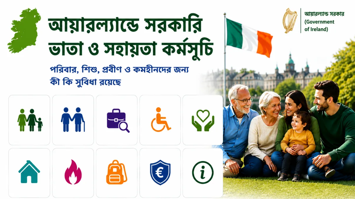 আয়ারল্যান্ডে সরকারি ভাতা ও সহায়তা কর্মসূচিঃ পরিবার, শিশু, প্রবীণ ও কর্মহীনদের জন্য কী কী সুবিধা রয়েছে