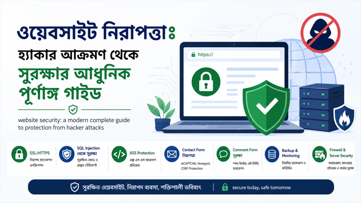 ওয়েবসাইট নিরাপত্তাঃ হ্যাকার আক্রমণ থেকে সুরক্ষার আধুনিক পূর্ণাঙ্গ গাইড