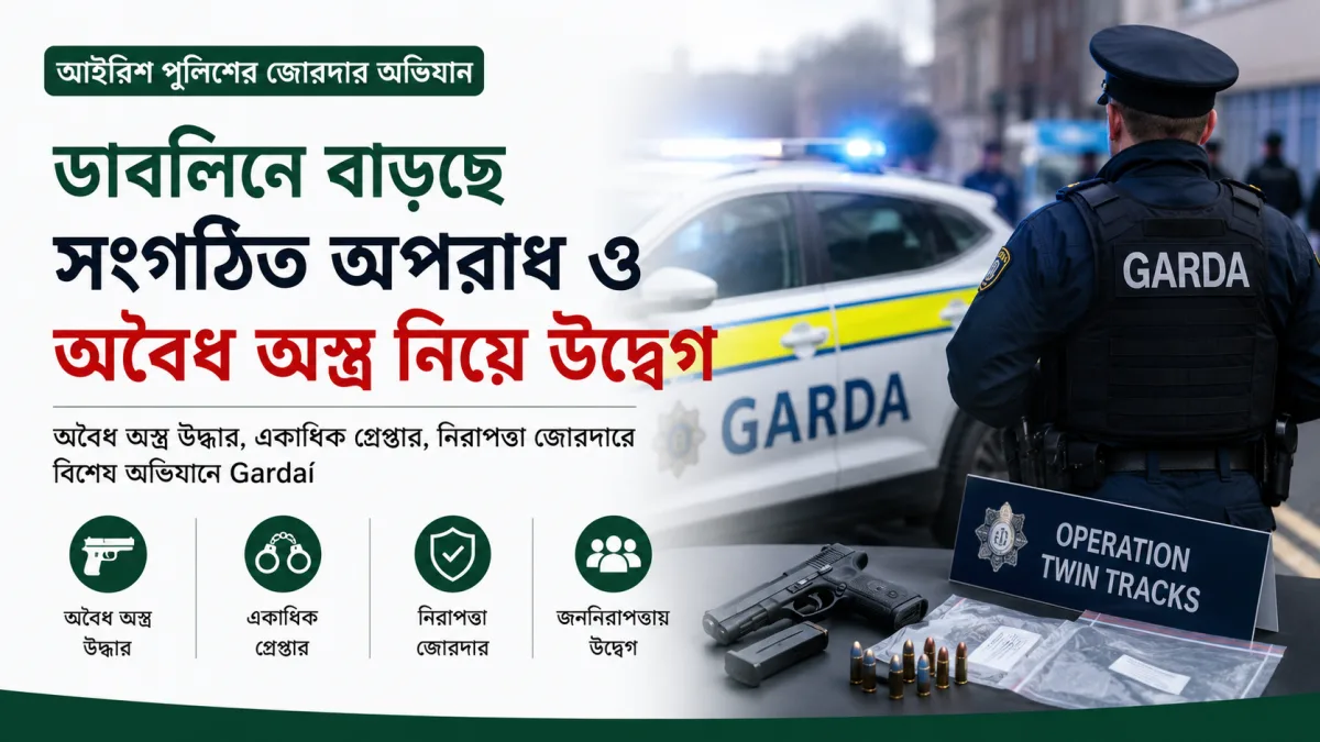 ডাবলিনে বাড়ছে সংগঠিত অপরাধ ও অবৈধ অস্ত্র নিয়ে উদ্বেগ, আইরিশ পুলিশের জোরদার অভিযান