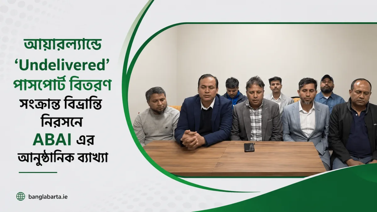 আয়ারল্যান্ডে ‘ Undelivered’ পাসপোর্ট বিতরণ সংক্রান্ত বিভ্রান্তি নিরসনে ABAI এর আনুষ্ঠানিক ব্যাখ্যা