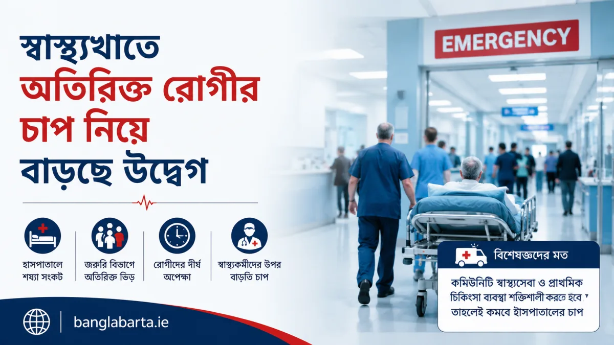 আয়ারল্যান্ডে হাসপাতালের অতিরিক্ত রোগীর চাপ নিয়ে বাড়ছে উদ্বেগ