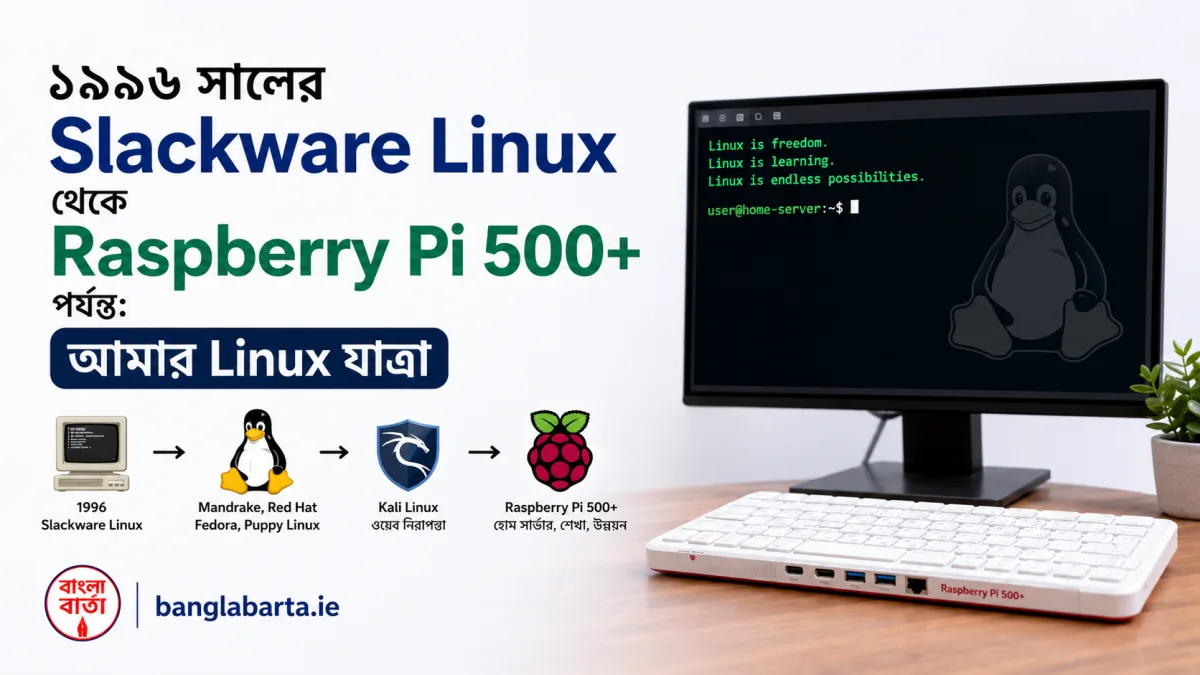 ১৯৯৬ সালের Slackware Linux থেকে Raspberry Pi 500+ পর্যন্তঃ Linux এর সঙ্গে আমার দীর্ঘ যাত্রা