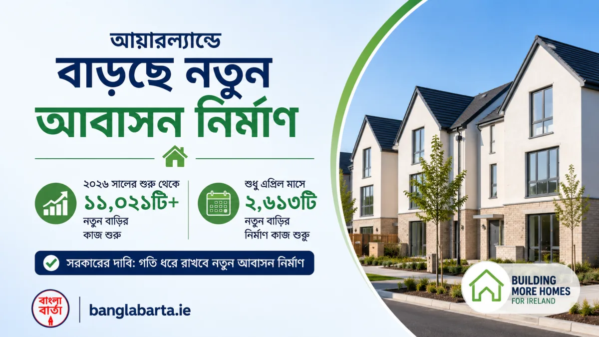 আয়ারল্যান্ডে বাড়ছে নতুন আবাসন নির্মাণ, ২০২৬ সালে গতি ধরে রাখার দাবি সরকারের