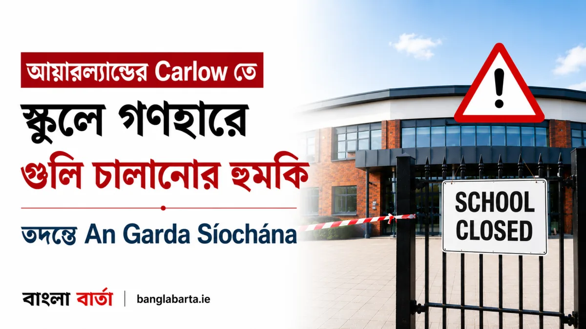 ‘গণহারে গুলি চালানোর’ হুমকির ইমেইলে আতঙ্ক, কার্লোর একাধিক স্কুল বন্ধ; তদন্তে An Garda Síochána