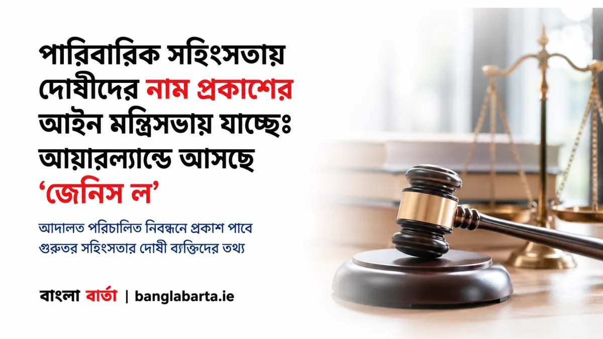 পারিবারিক সহিংসতায় দোষীদের নাম প্রকাশের আইন মন্ত্রিসভায় যাচ্ছেঃ আয়ারল্যান্ডে আসছে ‘জেনিস ল’