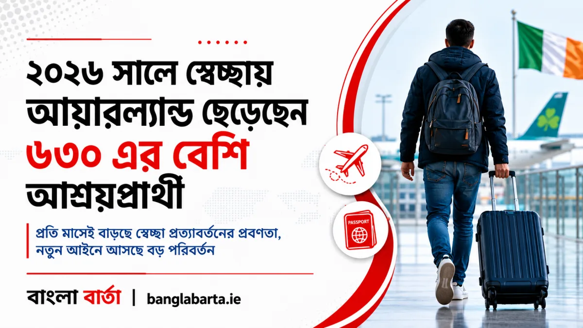 ২০২৬ সালে স্বেচ্ছায় আয়ারল্যান্ড ছেড়েছেন ৬৩০ এর বেশি আশ্রয়প্রার্থী, বাড়ছে স্বেচ্ছা প্রত্যাবর্তনের প্রবণতা