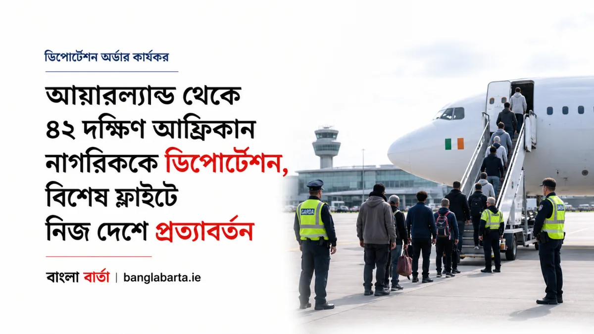 আয়ারল্যান্ড থেকে ৪২ দক্ষিণ আফ্রিকান নাগরিককে ডিপোর্টেশন, বিশেষ ফ্লাইটে নিজ দেশে প্রত্যাবর্তন